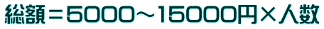 総額＝5000～15000円×人数